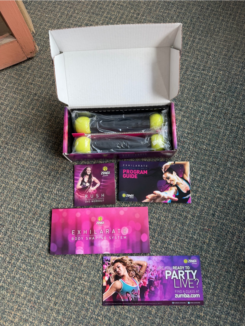 Zumba Fitness Exhilarate Workout DVD’s and Weights Set